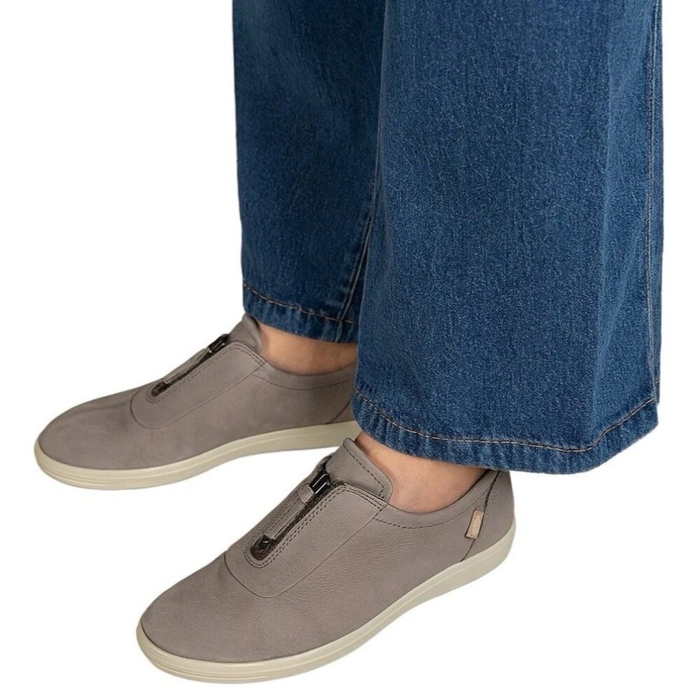 Ecco Women’s Soft 7 Slip-On Low Sneakers Gray Genuine Leather 11